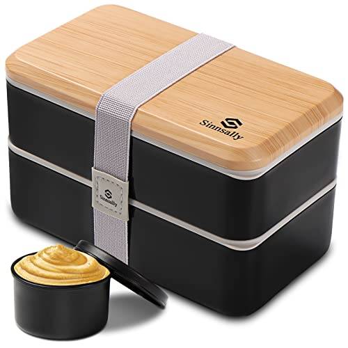 Sinnsally Lunch Bento Box Japanisch für Erwachsene,1400ml Brotdose mit Fächern Lunchbox mit Besteck,Vesperbox Brotzeitbox Brotbox Essensbox Frühstücksbox Vesperdose Jausenbox