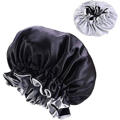 1pc Satin Bonnet Double Layer Sleep Cap Reversible Sleeping Hat Adjustable Silk Bonnet Satin Hair Bonnet Shower Caps for Girls Women