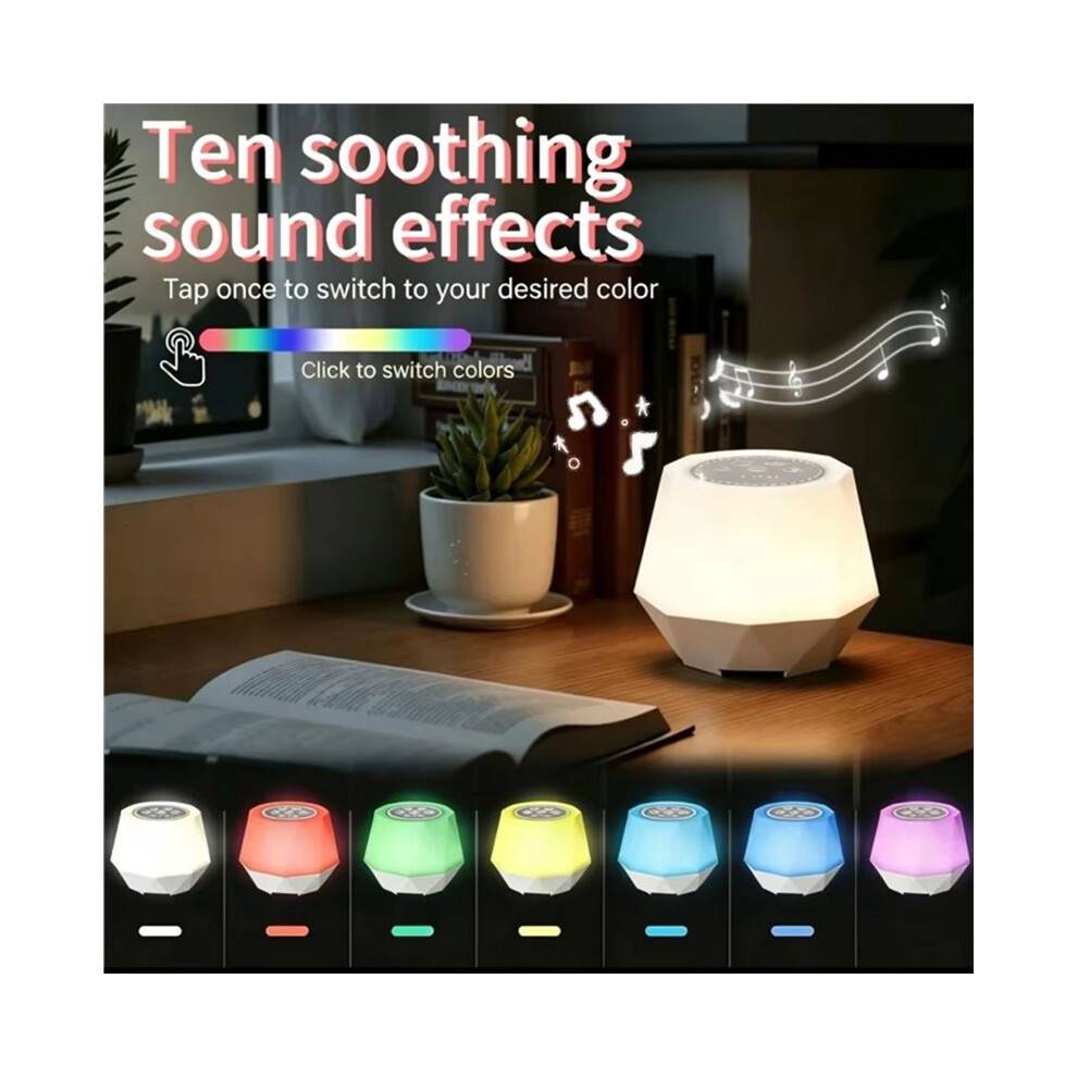 White Noise Night Light Baby Sleep Soother 7 Colors Nursery Lamp 10 Sounds Timer Rechargeable Sleep Aid Device