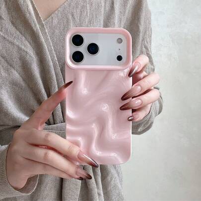 3D vågig rosa mobilskal lämpligt för iPhone 18 Pro Max/18 Pro/18/17 Pro Max/17 Pro/17 Air/17/16 Pro Max/16/16 Pro/16 Plus/15/15 Pro Max/15 Pro/15 Plus (Multi-size)