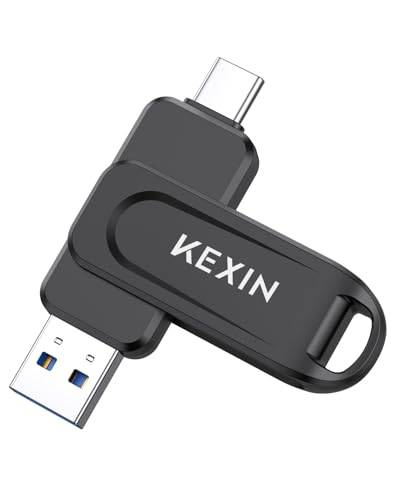 KEXIN USB C Stick 128GB USB 3.0 OTG, bis zu 110 MB/s, Dual-USB Type-C & USB-A Anschlüsse, Speicherstick für Handy, iPhone 15/16/17, Tablet, Auto, PC