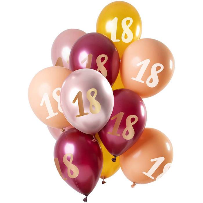 18 Års Balloner Pink Og Guld Nuancer 12x - 33 cm.