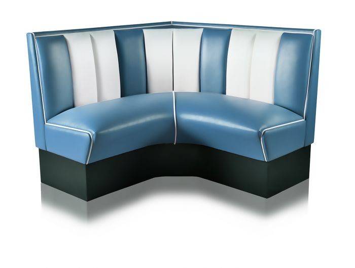 Diner booth - retro soffa 120 cm hörna (Modell: MÖRKRÖD/VIT)
