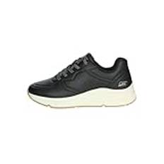 Skechers - Sportiga sneakers, elastisk dragsko, kil, plattform, vit gummisula, enkel, klassisk, för: kvinnor, svart, 35 EU