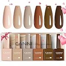 CANNI UV nagellack set 6 färger nakna rosa ögonbryn nude rosa browm gellack gel nagellack gel polish shellac set gelnaglar set UV gel för naglar 2310