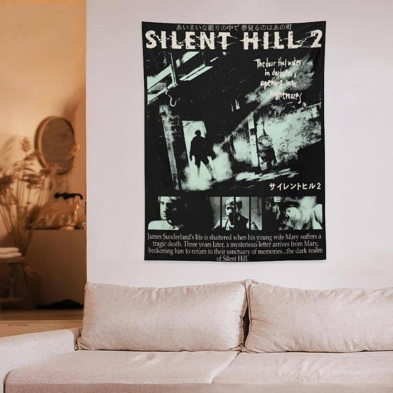 1 st Silent Hill 2 Väggbonad Polyester 2D Väggkonst för Sovrum Vardagsrumsinredning Skräckspel Estetisk Rumsdekoration G