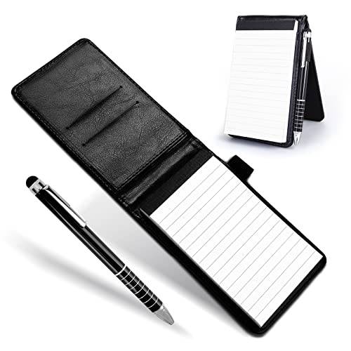 cobee Anteckningsbok med pärm/omslag, anteckningsblock med penna, bärbar anteckningsbok med pärm i läder, anteckningsblock i fickformat, noteringsblock i miniatyrformat, liten anteckningsbok med