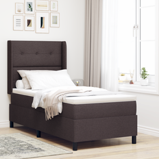 vidaXL Box Spring Seng med Madras & LED Mørkebrunt 90x200 cm Stof