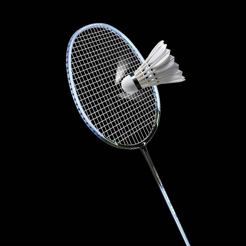 Badmintonracket med 3u kolfiberaluminium 20-22 lbs steady catch ultralätt offensiv badmintonracketträning med väska - Blå