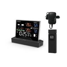 Bakgrundsbelyst väderstation med LCD-display, trådlös, med utomhussensor, termometer, barometer, klocka