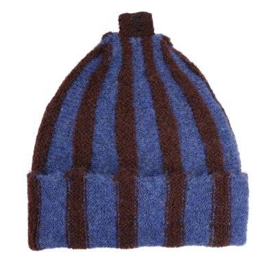 Mössa Barn - Gårda Bodafors Beanie (blå/vinröd) (Storlek: 48-54 cm)