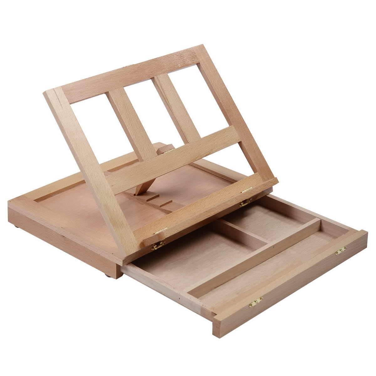 Costway Tabletop Easel, Wooden Sketching Easel with Drawing Board Stand, Foldable and Height Adjustable