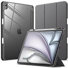 JETech Fodral för iPad Air 13-Tum M3/M2 (2025/2024) med Pencil Hållare, Klar Genomskinlig Ryggskal Smal Stå Stötsäker Tablett Case, Automatisk Väckning/Sömn (Rymdgrå)