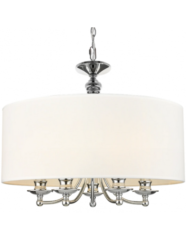 ABU DHABI Loftlampe i metal og polyester Ø50 cm 5 x E14 - Krom/Hvid