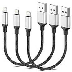 USB A till Lightning-kabel 20 cm, 3-pack MFi-certifierad iPhone laddningskabel snabbladdningskabel kort Lightning datakabel Carplay kabel för iPhone 14 13 12 11 Pro Max X XS XR 8 7 6 Plus Mini Se Air