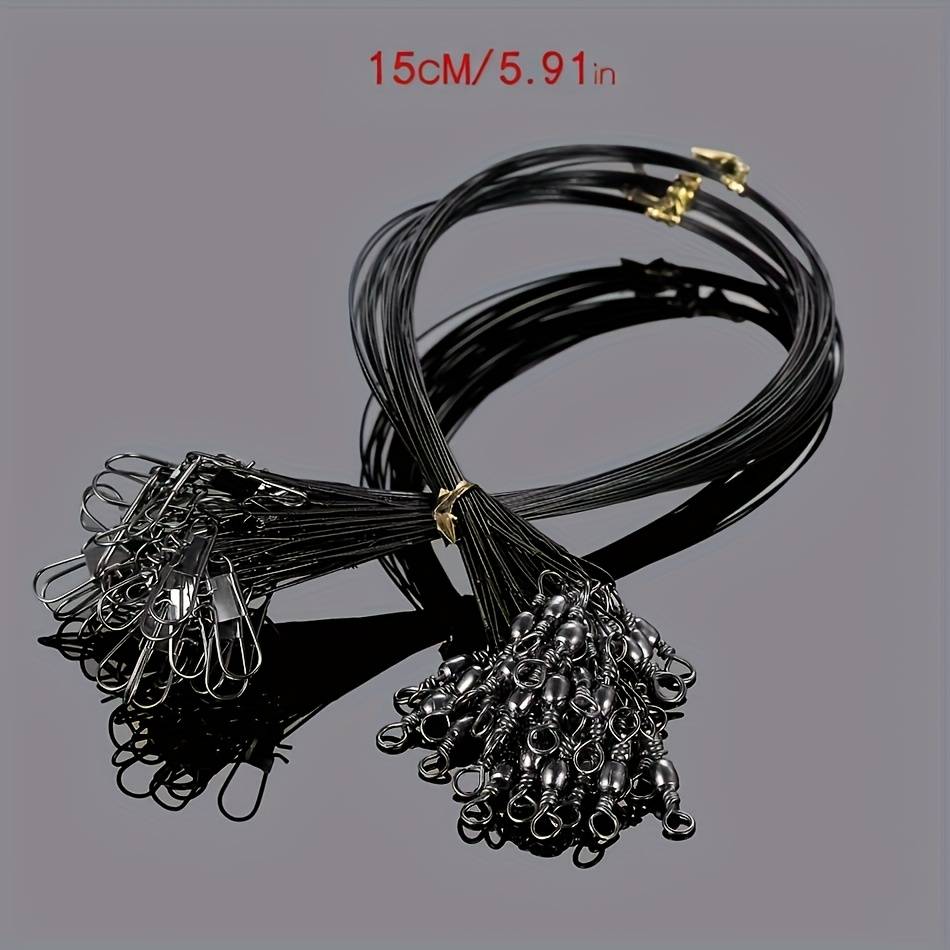 TEMU 50pcs Set Of Steel Sea Fishing Leader Line With Rotating Ring And Anti-bite , Anti-bite Wire Leader