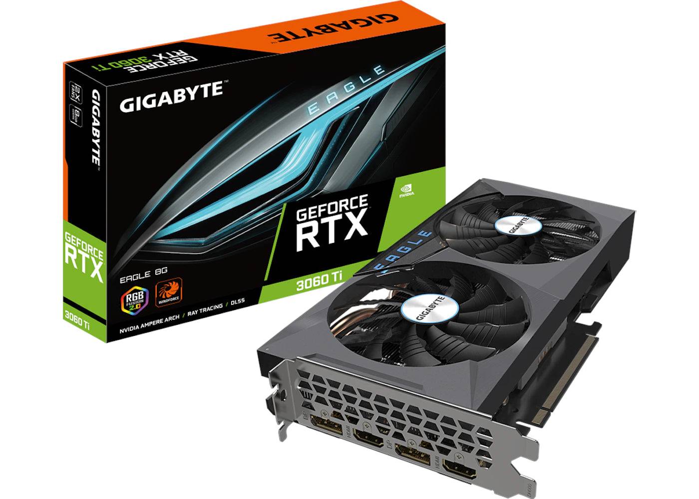 NVIDIA GIGABYTE GeForce RTX 3060 Ti Eagle 8G Rev 2.0 LHR Graphics Card (GV-N306TEAGLE-8GD) - One Size (One Size)