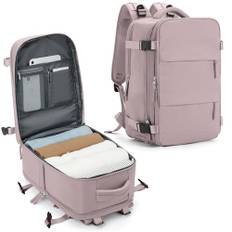 SZLX Ryanair Ryggsäck 40x20x25 Kvinnor Reseryggsäck Handbagage 20L Män kabinväskor Easyjet Reseryggsäck Lämplig för 14 tums bärbar dator med skofack för arbete och skola,Ljusrosa
