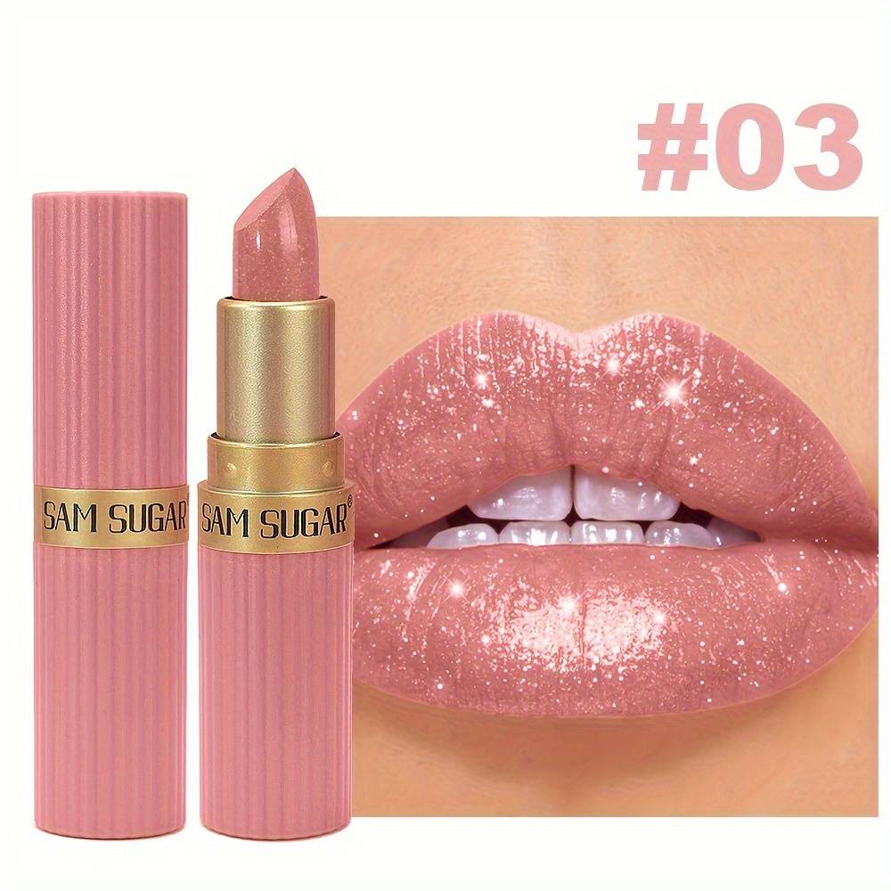 TEMU Sam Sugar Coral Pearlescent Lipstick- Waterproof, Long-lasting Shimmer Gloss With , Non-sticky Formula, Easy Application For All Light Beige Types, Moisturizing Lipwear Moisturizing Lipstick