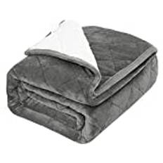 WOLTU Viktfilt 9 kg 150 x 200 cm fluffig, terapifilt för vuxna, tung flanell-sherpa, dubbelsidig viktad filt med glaskullar, viktad filt anti-stress, grå