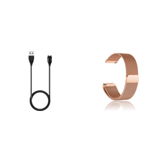 Garmin Vivomove 3/3S, Vivoactive 4/4S, 45mm Opladerkabel & Rosa Cuneo Rem Pakke