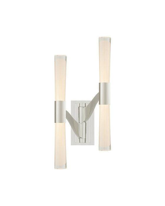 Visual Comfort Brenta vägglampa dubbel nickel - Silver (H54cm x B10.8cm - 37.5cm)