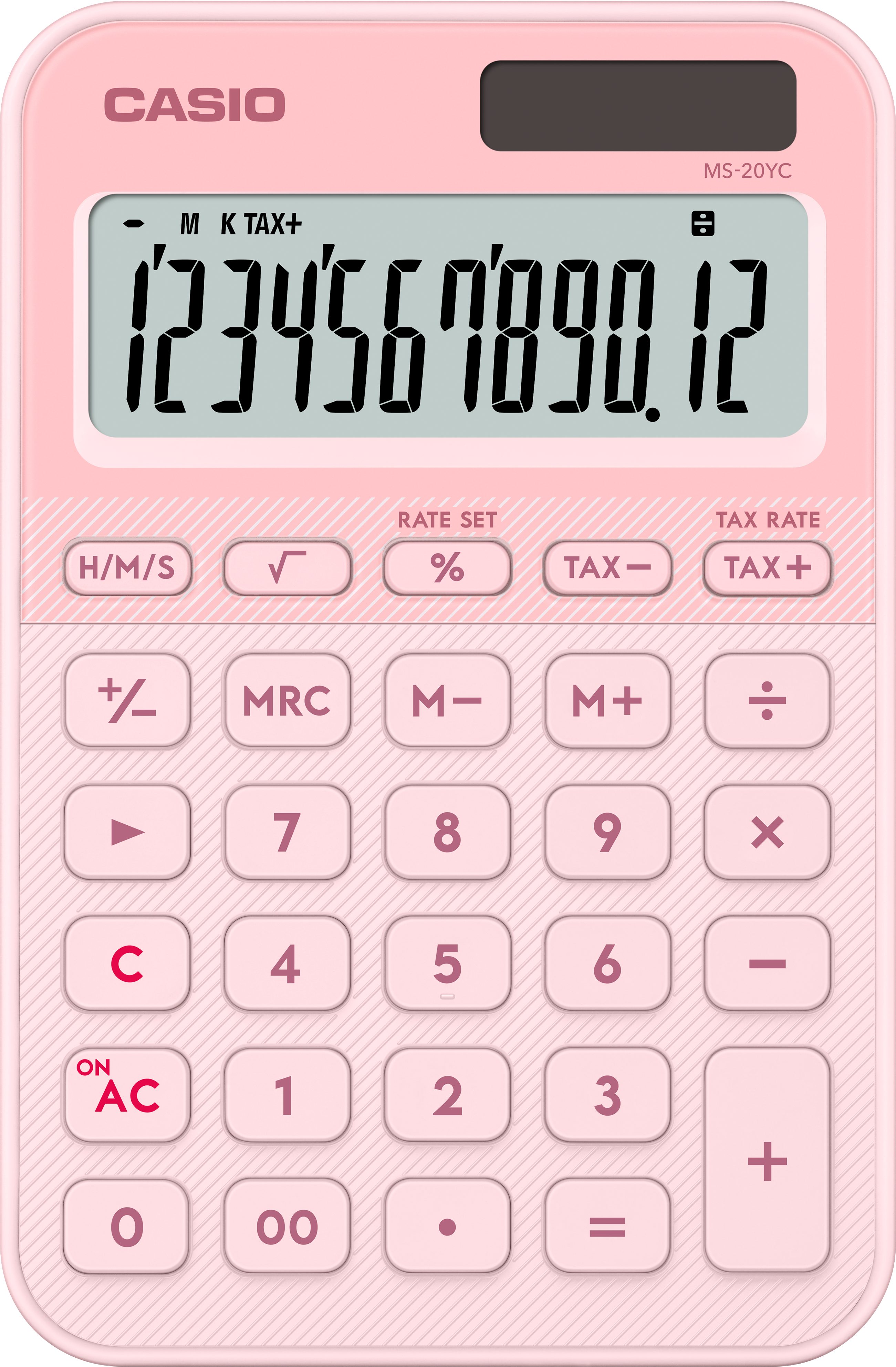 Bordsräknare Casio MS-20YC, 12 siffror, ljusrosa