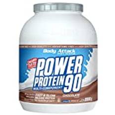 Body Attack POWER PROTEIN 90 - Chocolate - 2kg Dose - Mehrkomponenten Protein Pulver, Made in Germany - Mit BCAA, Vitaminen & L-Carnitin - Protein Shake extra cremiger Geschmack, gute Löslichkeit