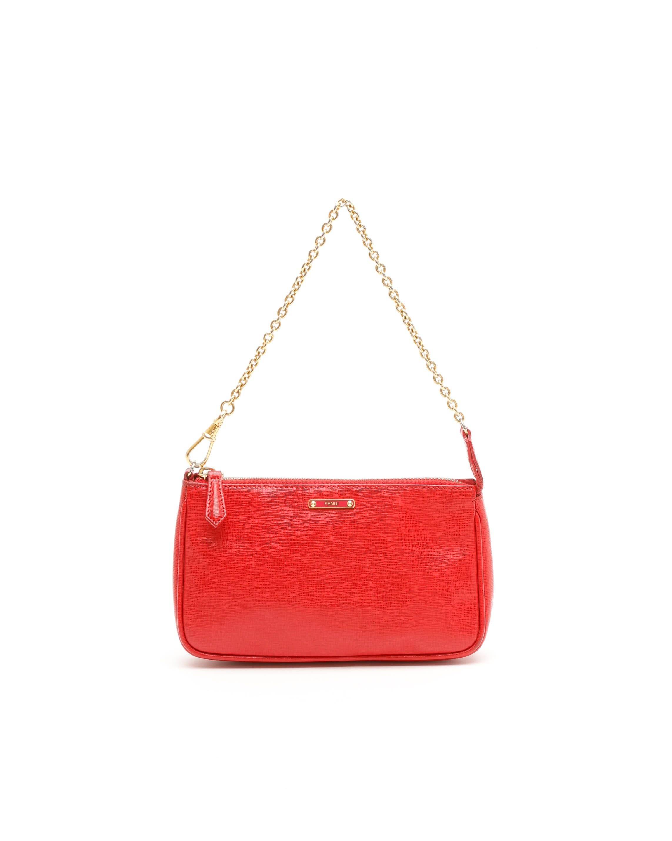 Fendi Chain Pochette - Red - One Size