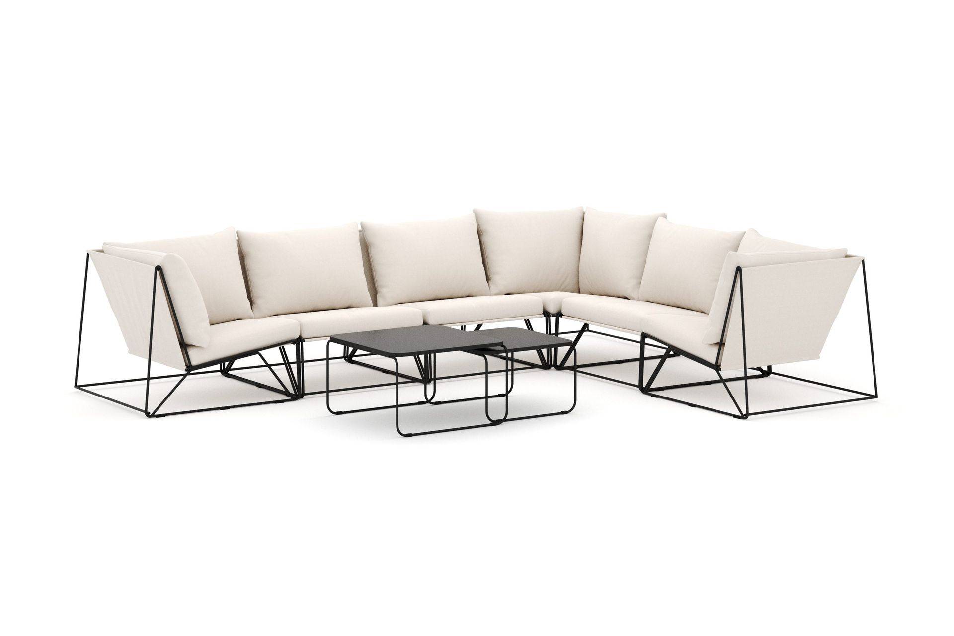 Usteryd utomhus L-soffa 6-sits vändbar - Svart/Beige Loungesoffor Comfort Garden
