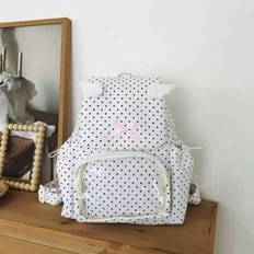 Retro Polka Dot Backpack Fashionable Lightweight Campus Bag Large Capacity Casual Commuter Backpack For College/High School Students Dots - White