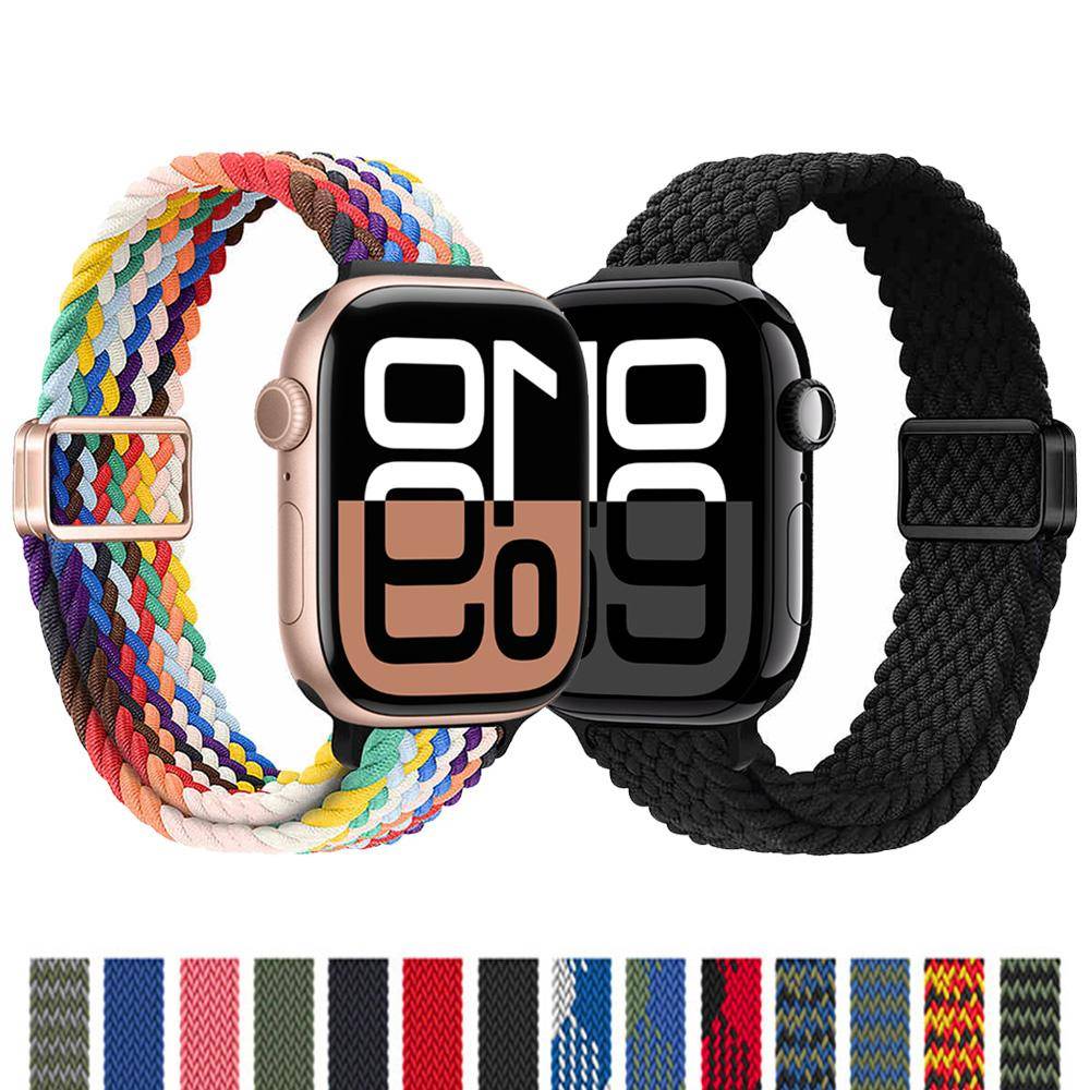 Smal Rem Apple Watch ultra 2 Band 44mm 40mm 45mm 49mm 46mm magnetisk Flätad solo loop Armband iWatch serie se 7 3 5 6 8 9 10