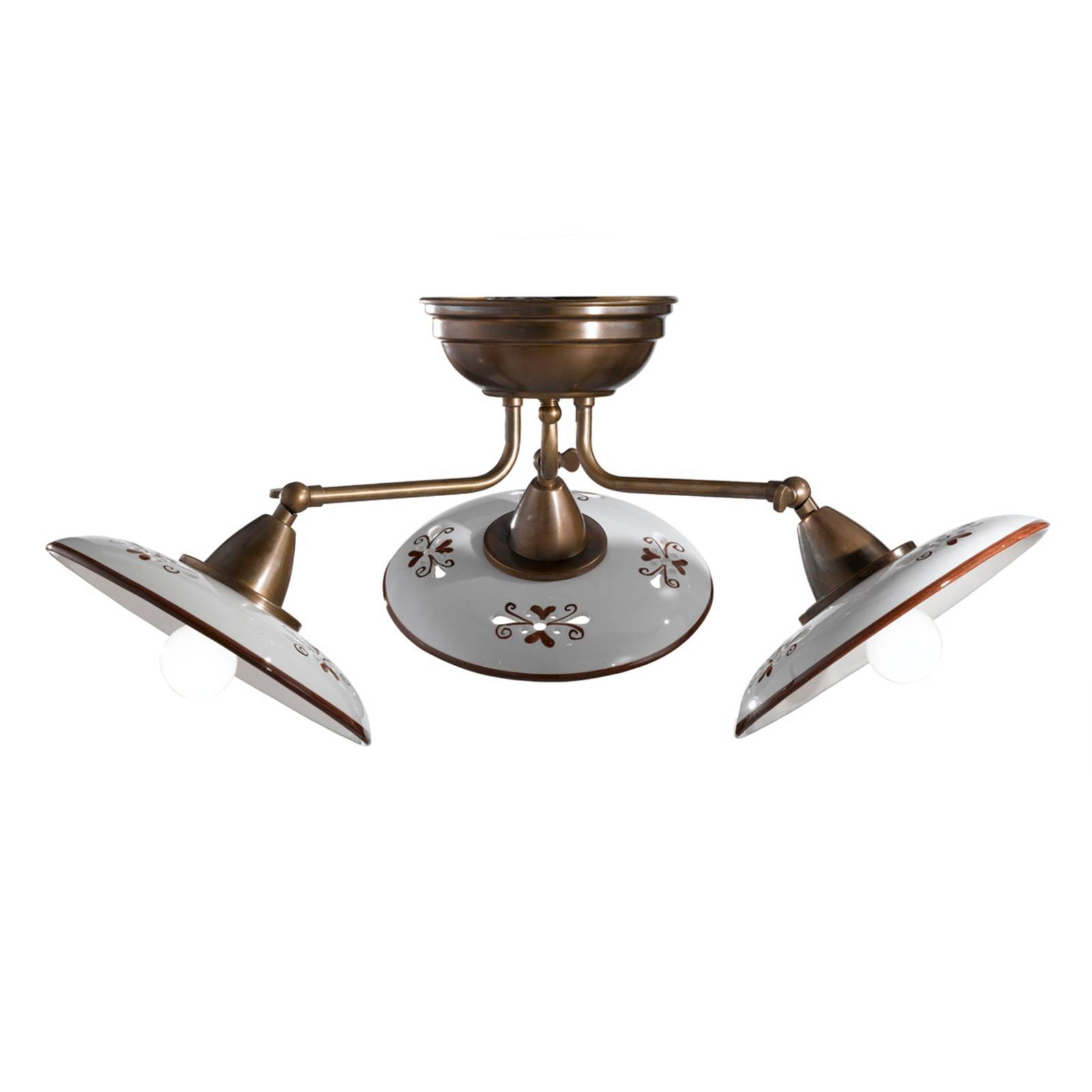 Cremasco Loftslampe Bassano, dæmpbar, Bronze/messing, Stue/spisestue, Messing, Herregårds/rustik