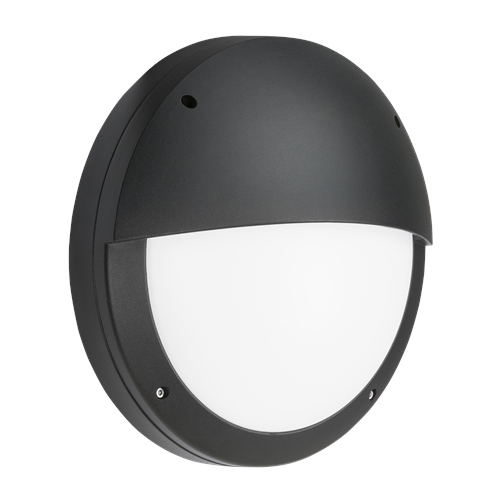 KnightsBridge 230V IP65 18W LED Eyelid Bulkhead CCT with Emergency & Microwave Sensor Black