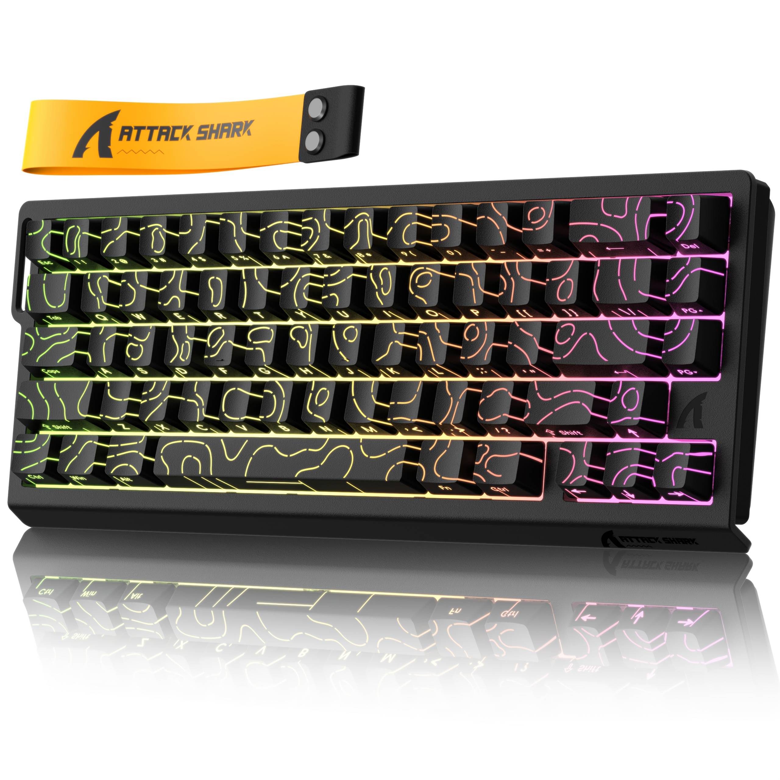 TEMU Shark X68he Magnetic Switch Mechanical Gaming Keyboard, Usb-c Wired Connection, 60% Tkl Rgb Backlit, Pbt Keycaps, 0.01mm Rt Accuracy, 8000hz Rate, With Adjustable For Win/ .