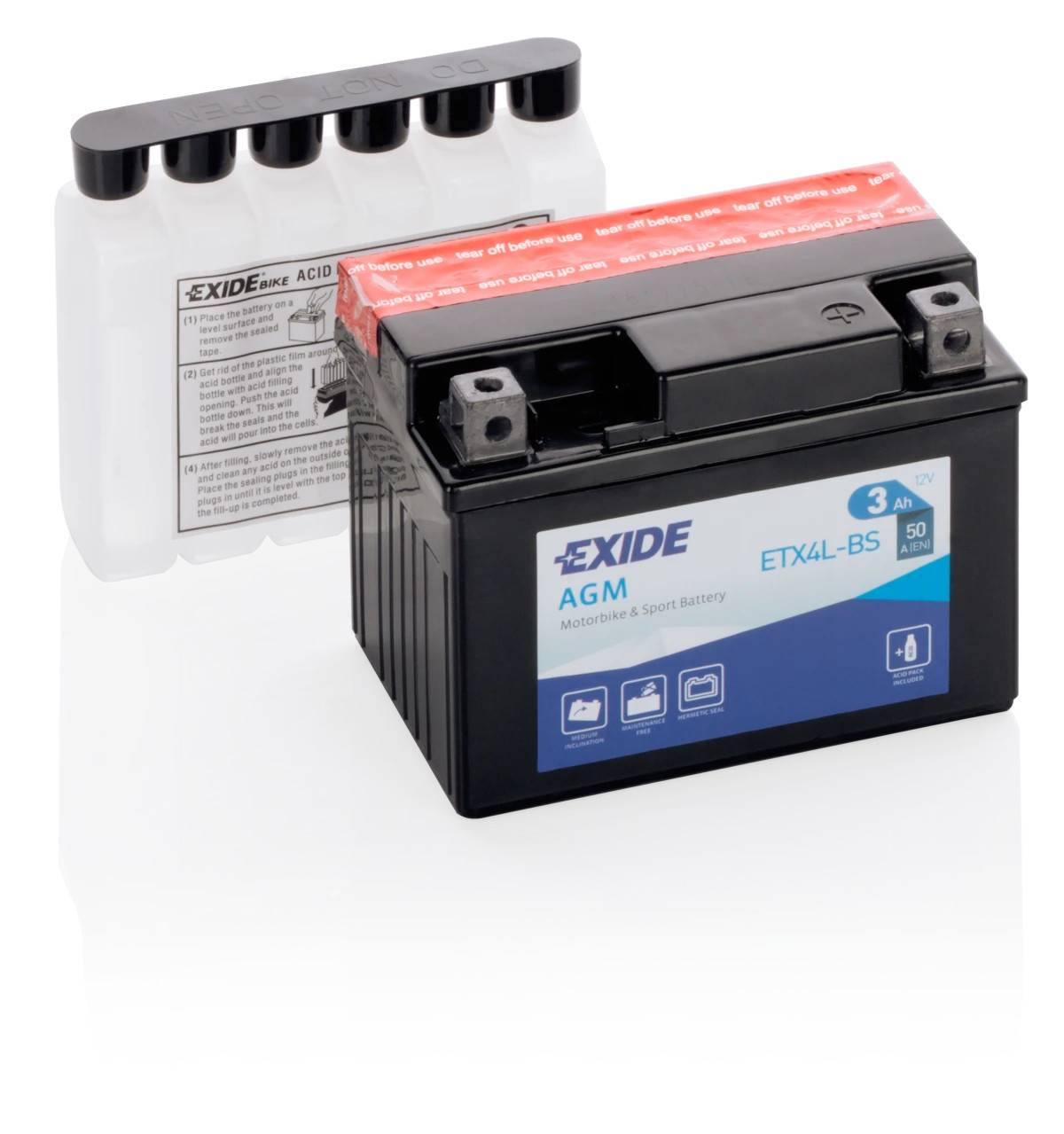 Startbatteri MC - Exide TX4L-BS - 12V (3ah)