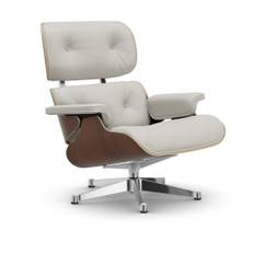 Vitra - Lounge Chair, Black-pigmented Walnut Polished base, Leather Cat. L40 Leather Premium 72 - Lænestole - Charles & Ray Eames - Hvid - Metal/Træ
