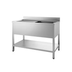 Stålbord med vask - 70x70x85 cm