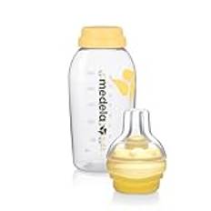 Medela Slow Flow BPA- Breastmilk Teat with 250 ml Bottle - Teat with zer and fridge safe bottle, for expressing, storing and feeding