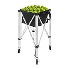 LOYEMAADE Bärbar tennisbollsamling, tennisbollhopper för 150–170 bollar, vikbar tennisbollbehållare med hjul, tennisbollpickare med förvaringsväska