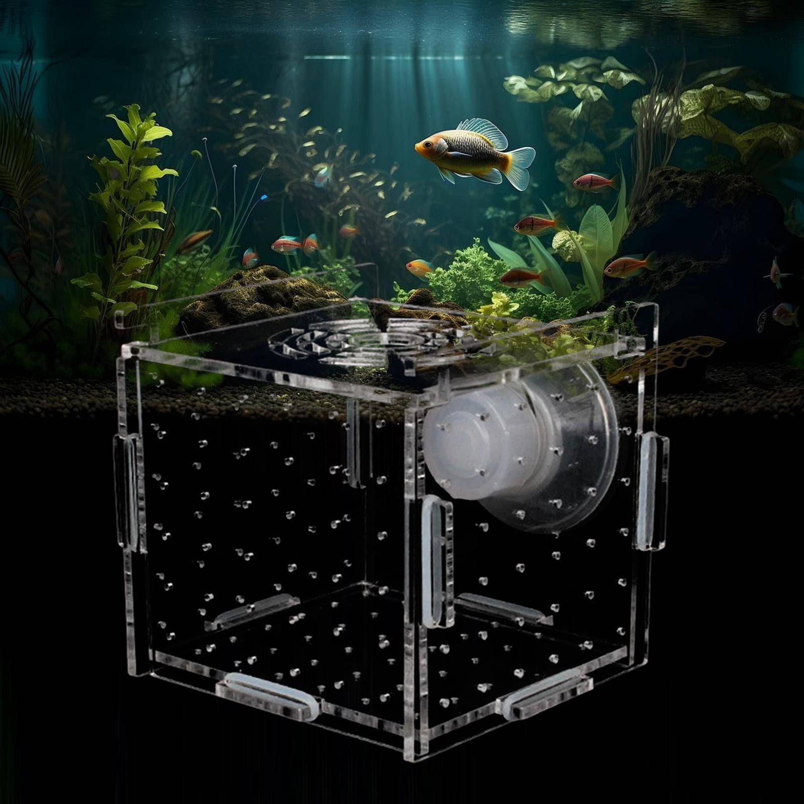 Aquarium Fish Breeder Box Tillbehör Transparent Isolation Avel för Guppy black