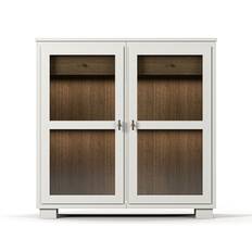 Camden Hög 2 glasdörrar + 1 låda Burned Walnut White - Skänk / Un