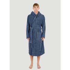 Tekla Striped Hooded Bathrobe -  Grooming Blue L