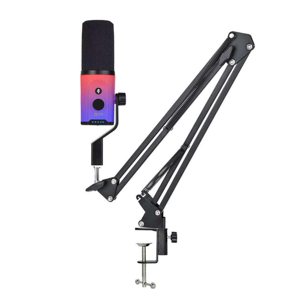 XLR/USB gamingmikrofonsæt med hovedtelefonstik/RGB/armstativ