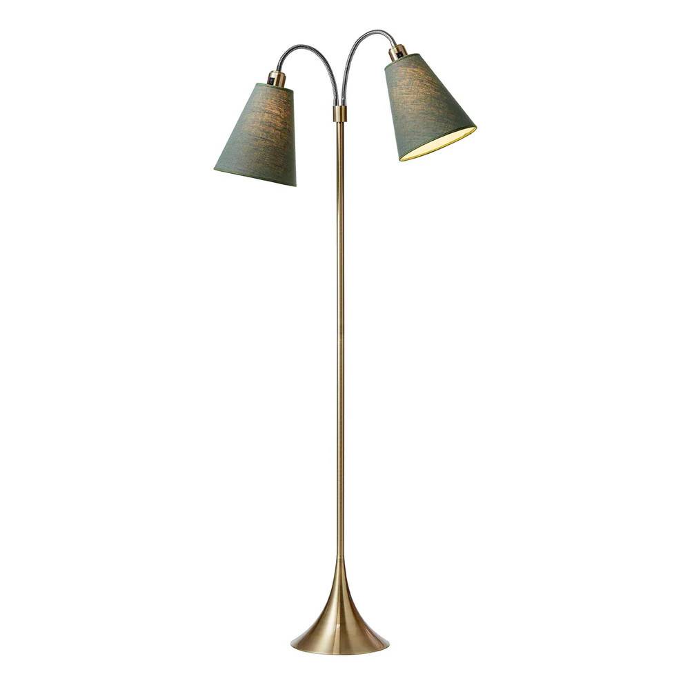 Fodgænger Gulvlampe - Antik Messing - Vintergrøn/Vintergrøn - Nielsen Light