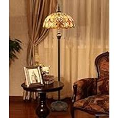 Tiffany Golvlampa gul Liaison målat glas stående lä 40 cm antik hörnlampa dekor sovrum vardagsrum hemmakontor (A4)