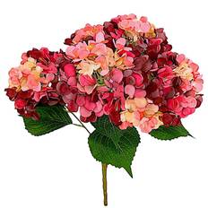 1 stk. Bordeaux-rosa Hortensia-buket med 5 grene og eksklusive, store blomster – 40 cm