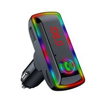 F11 FM-transmitter med LED skærm, lys i 7 farver samt dual USB oplader til bilen.