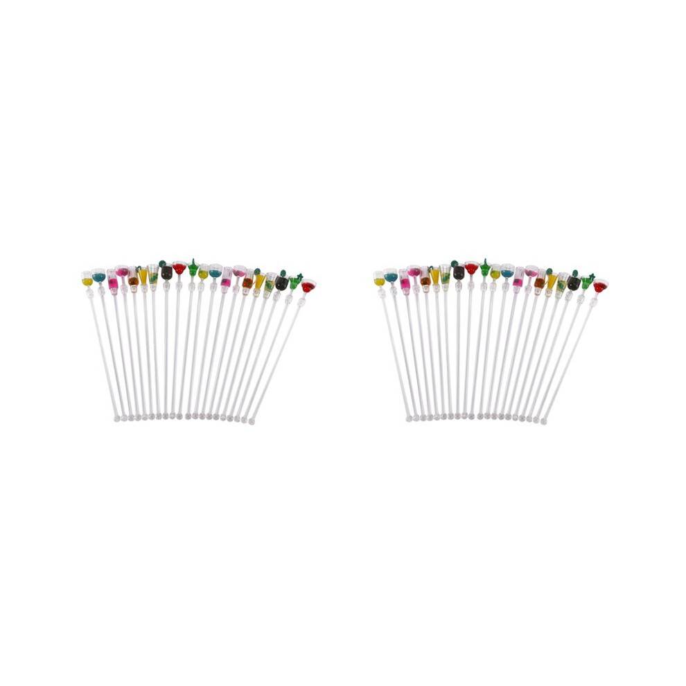 40Pcs Tropical Drink Stirrers Cocktail Drink Stirrers 9 Inch Mixer Bar with Wine Glass Patterns, Reusable Gin Stirrers