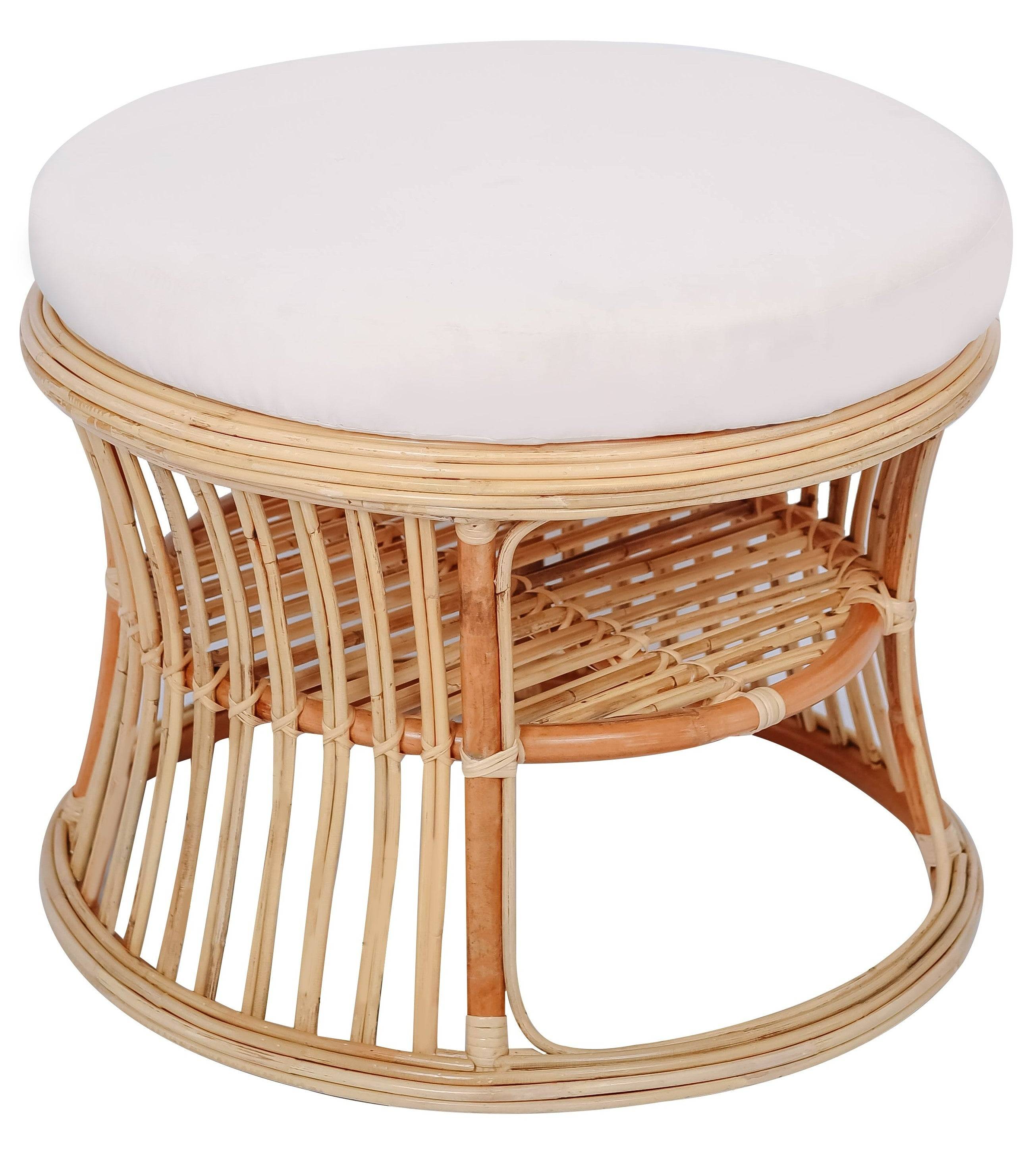 SERAM naturlig rattan og beige stofpuf